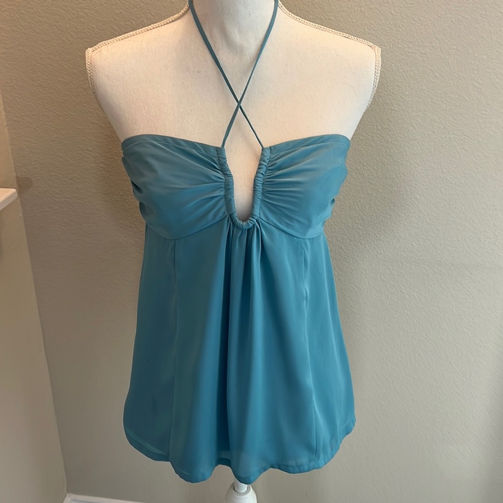 Rustic blue halter top